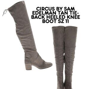 CIRCUS BY SAM EDELMAN TAN TIE-BACK HEELED KNEE BOOT